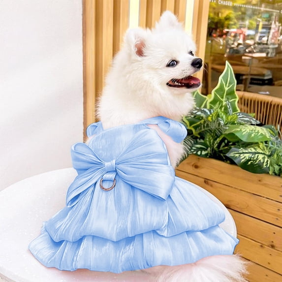 Tarmeek Pet Wedding Dress Blue M Size Dog Cat Costume Adjustable Soft Comfortable Apparel for Birthday Party Halloween Festival Celebration