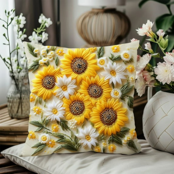 Tarmeek Pillow Covers 18x18, Sunflower Pillow Covers Holiday Decorative Cushion Case, Removable Protector for Sofa Couch Bed, Throw Pillow Covers Festive Winter Home Decor
