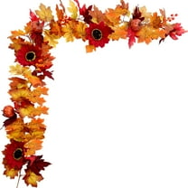 Tarmeek Pumpkin Fall Maple Leaf Garland, Hanging Vine Artificial Autumn Foliage for Halloween Thanksgiving Christmas Home Fireplace Decor