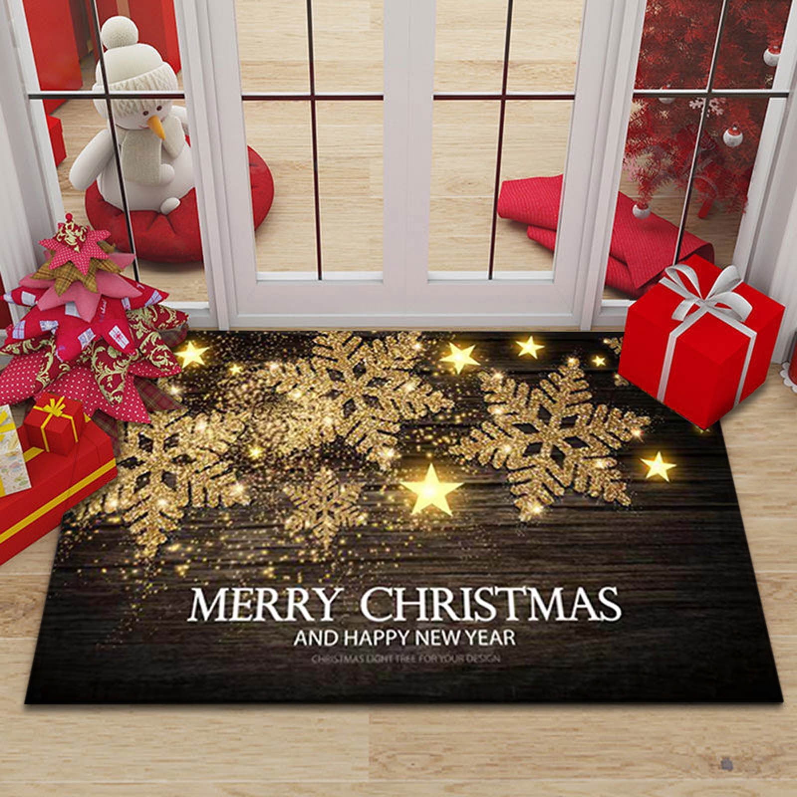 Christmas Decorative Doormat Let It Snow Winter Snowflake Non Slip Indoor  Outdoor Bathroom Entrance Mats Rugs Carpet