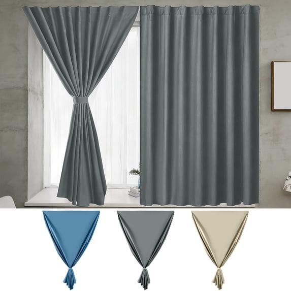 Tarmeek Self-Adhesive Blackout Curtain No Drill Stick on Window Covering Privacy Film for Bedroom Living Room Rental Friendly Easy Apply Blue