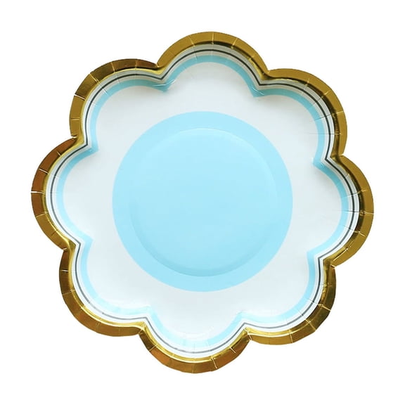 Tarmeek Serving Tray Disposable Paper Plates Petal Shape Picnic Platter Outdoor Camping Party Supplies Blue Heavy Duty Waterproof Oil Proof Handcrafted Versatile for Family Gatherings Portable
