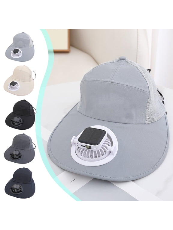 Solar Fan Hat, Solar USB Rechargeable 2-in-1 Sun Hat, 3-Speed Adjustable Cooling Fan Hat Fishing Hiking Travel, Waterproof Breathable Quick-Dry Outdoor Sun Hats for Women Men