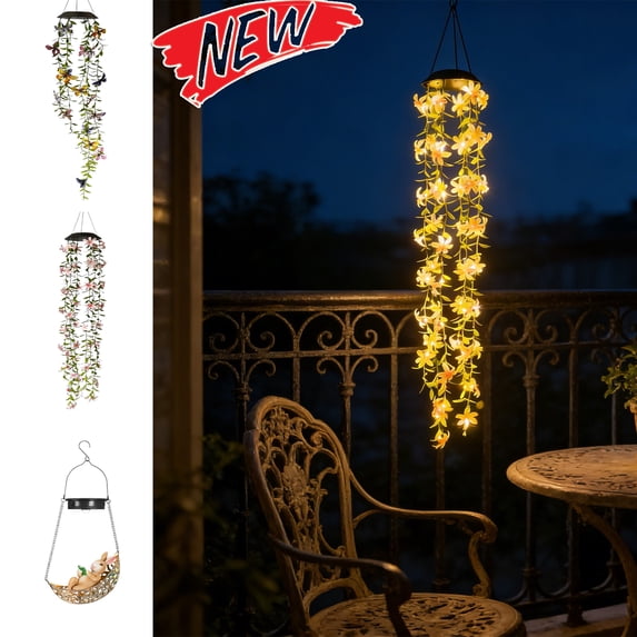 Tarmeek Solar Lights Outdoor Waterproof, Hanging Wind Chimes for Outside Outdoor Solar Lights Garden Ornament with Auto Dusk-to-Dawn,Swaying Dynamic Garden Lamp with Colorful LED Solar Lights Outdoor