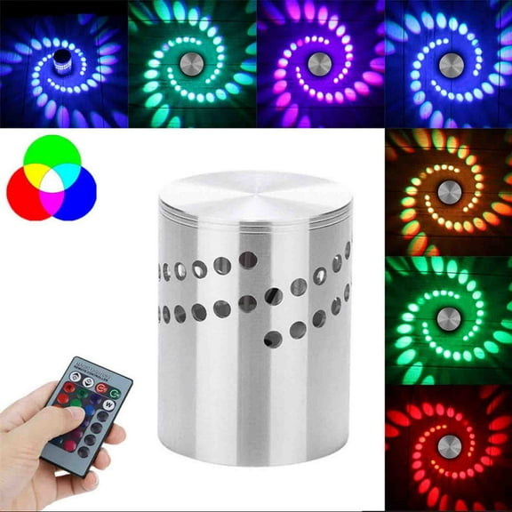Tarmeek Spiral LED Wall Light,Aluminum Ceiling Lamp with Remote Control 3W Colorful RGB Spiral Hole Wall Lamp Aluminum LED Wall Lamp Indoor Lighting for Bar KTV Decor Light with Remote Control