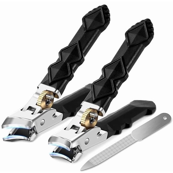 Tarmeek Stainless Steel Nail Clipper Set 3-Piece, Straight & Slant Edge Toenail Clippers with Nail File, Professional Sharp Heavy Duty Manicure Pedicure Tools for Thick Nails, Rust-Proof Durable