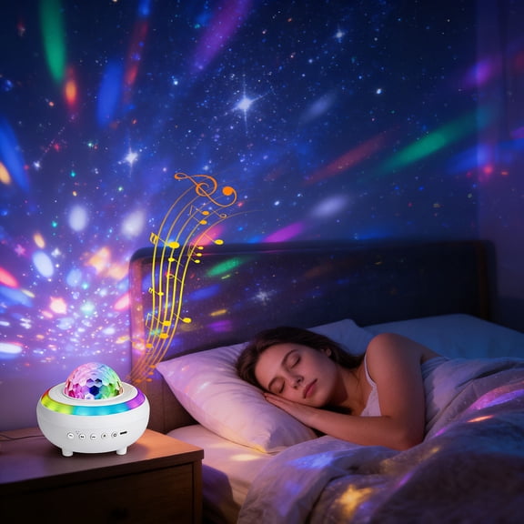 Tarmeek Star Projector with Sound, White Galaxy Nebula Light for Bedroom, 360° Rotation Remote Control Timer, USB Charging, Kids Room Aesthetic, for Christmas Birthdays