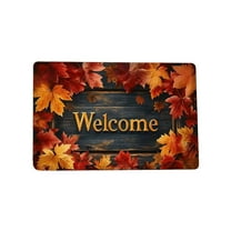 Tarmeek Thanksgiving Day Welcome Doormat, Thanksgiving Maple Door Mats for Front Door, Non Slip Doormat Outdoor Indoor Entryway Floor Rug for Entrance Outside Thaksgiving Home Decor