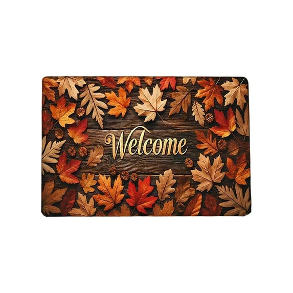 Tarmeek Thanksgiving Day Welcome Doormat, Thanksgiving Maple Door Mats for Front Door, Non Slip Doormat Outdoor Indoor Entryway Floor Rug for Entrance Outside Thaksgiving Home Decor