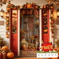 thumbnail image 1 of Tarmeek Thanksgiving Door Cover Decorations, Maple Leaves Pumpkins Backdrop Front Door Cover Thanksgiving Day Decor Hanging Banner, Photography Background for Home Holiday Thanksgiving Decorations, 1 of 6