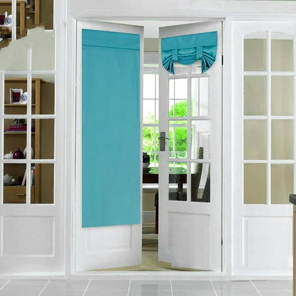 Tarmeek Tie-Up Blackout Fabric Curtain Window Shade, Sky Blue 13.78" x 3.94"