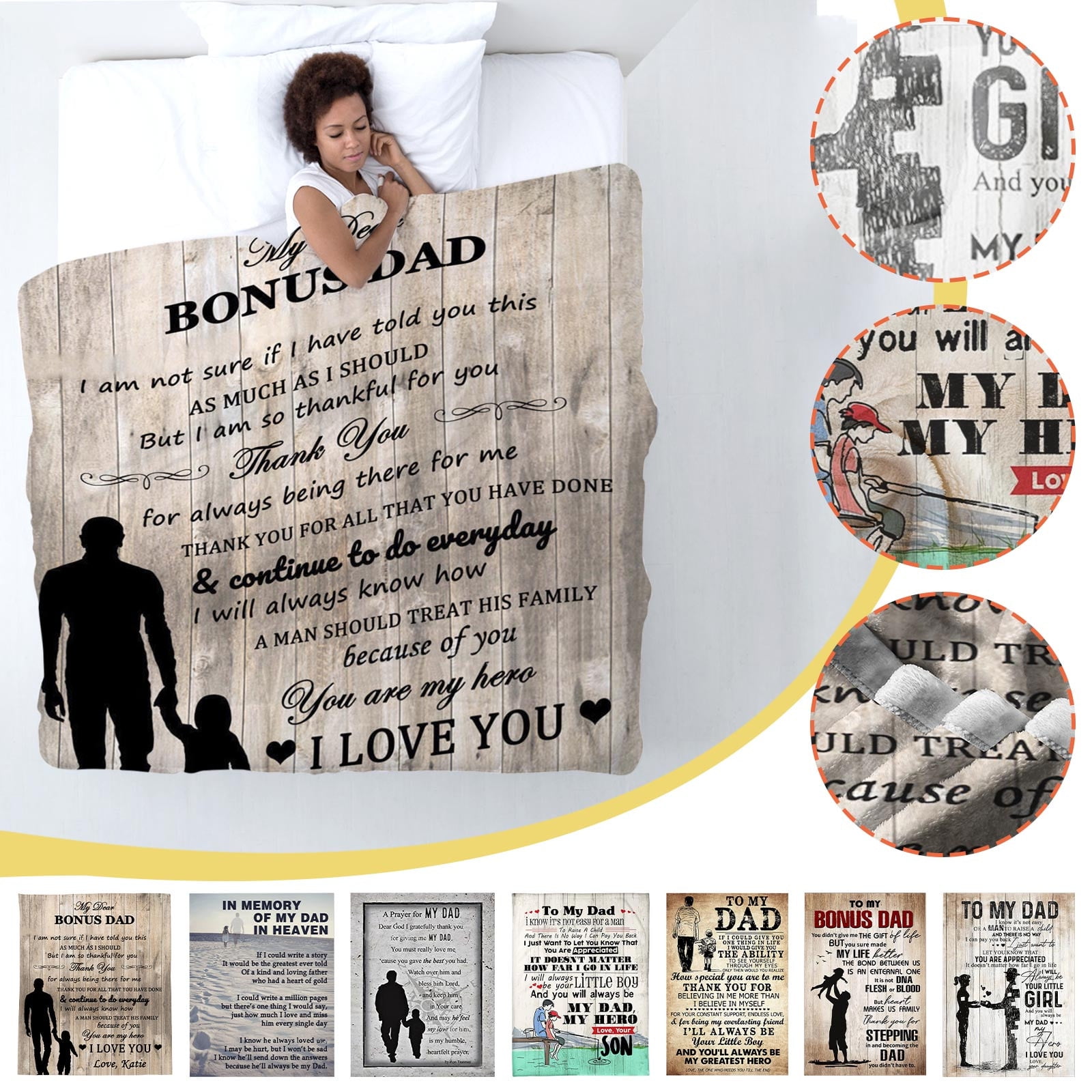 Tarmeek To My Dad from Daughter Flannel Fleece Throw Blanket , Grateful