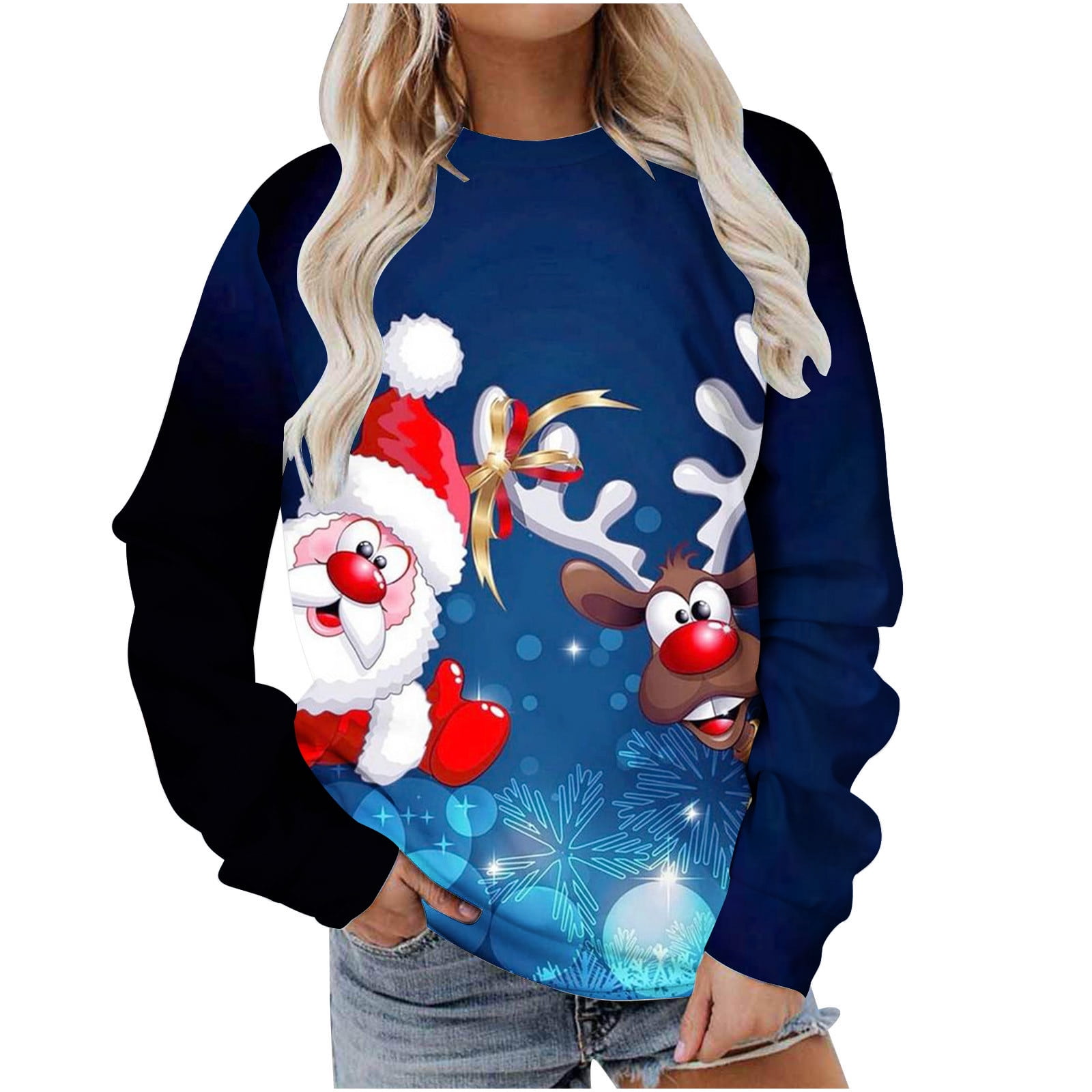 Tarmeek Ugly Christmas Sweaters for Women 2023 Funny Cute Snowman Print