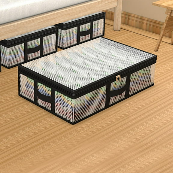 Tarmeek Underbed Storage Bins, Dust Proof Fabric with Handles Foldable Zippered Organizer for Blankets, Clothes Storage Bags (Large)