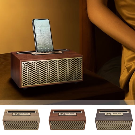Tarmeek Vintage Bluetooth Speakers Wireless Loud Stereo Sound Wood Retro Design Portable for Home Party Beach with 6H Playtime Battery Indicator, Portable Bluetooth Speakers for Indoor Outdoor Use