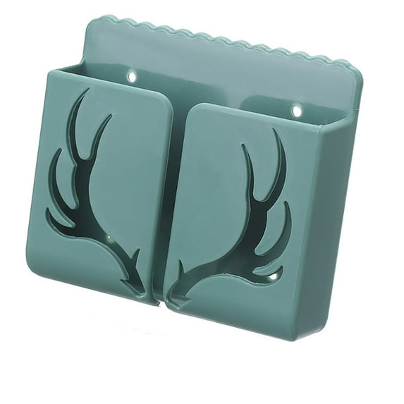 Tarmeek Wall Mount Phone Holder , Adhesive Remote Control Storage Box - Wall Mount Charging Phone Stand Holder , Non Slip Media Organizer Storage Box for Bedroom Kitchen Bathroom