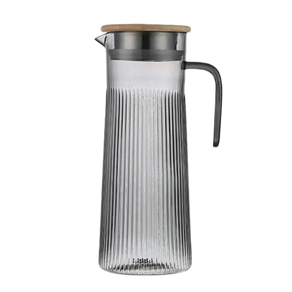 Tarmeek Water Pitcher with Lid and Handle, Juice Containers with Handle for Fridge, Plastic Striped Transparent Pitcher, Water Pitcher for Iced Tea, Juice and Homemade Beverage 3 Sizes 33/40/54 Oz
