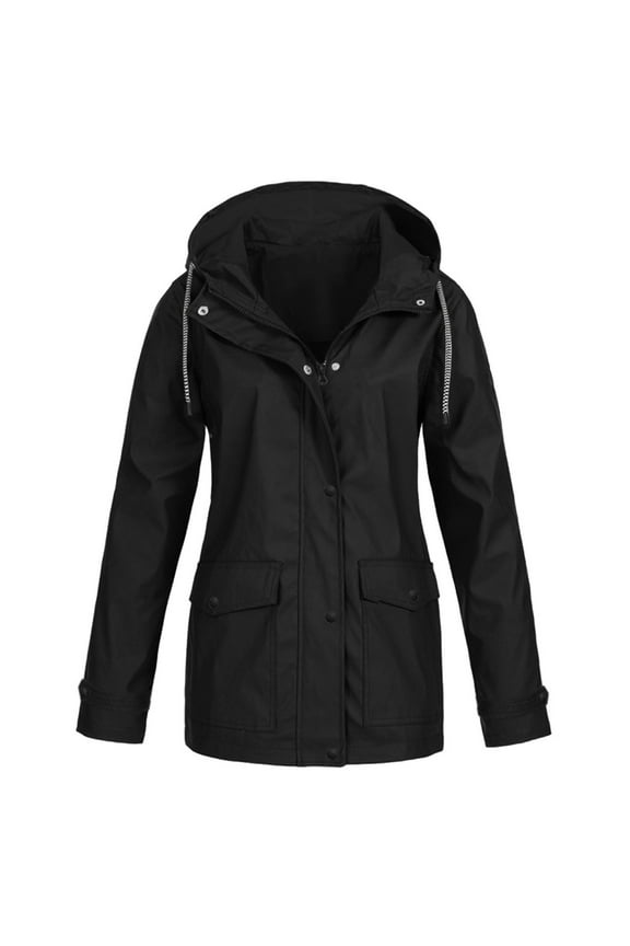 Waterproof Rain Jacket for Women Warm Winter Outdoor Solid Color Insulated Snow Jackets Coats Hooded Zipper Pockets Ski Jackets Warm Thick Mountaineering Suit