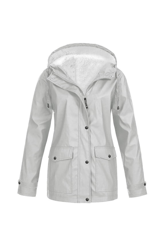 Waterproof Rain Jacket for Women Warm Winter Outdoor Solid Color Insulated Snow Jackets Coats Hooded Zipper Pockets Ski Jackets Warm Thick Mountaineering Suit