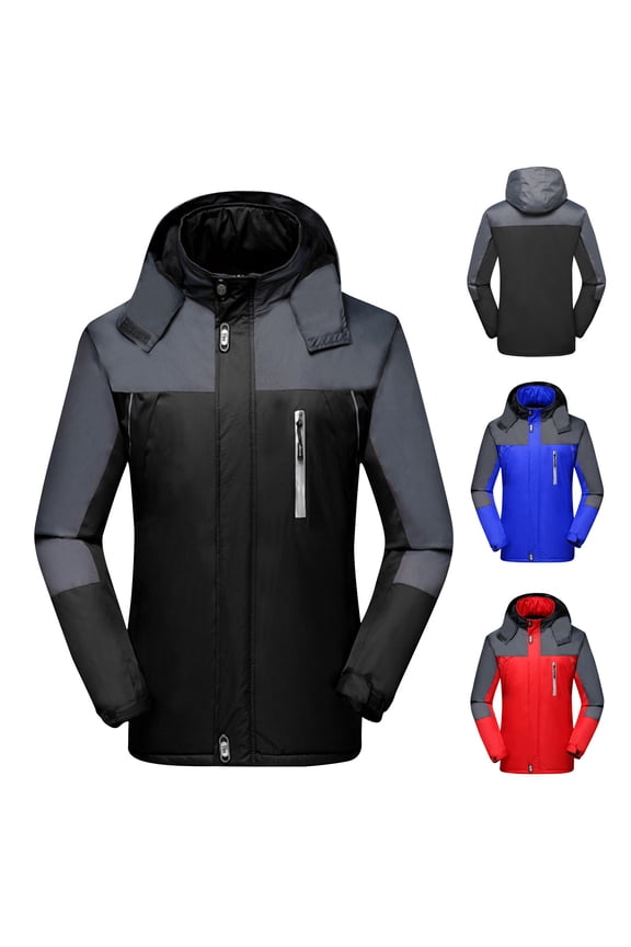Tarmeek Waterproof Ski Jacket for Men Warm Winter Outdoor Solid Color Insulated Snow Jackets Coats Hooded Zipper Pockets Rain Jackets Warm Thick Mountaineering Suit Ski Suit