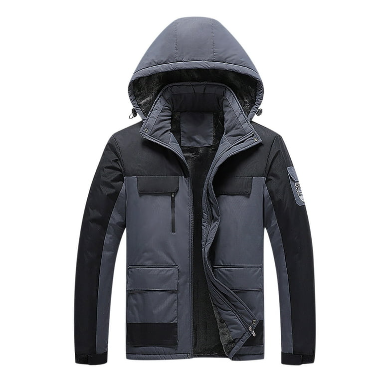 Tarmeek Waterproof Ski Jacket for Men Warm Winter Outdoor Solid Color Insulated Snow Jackets Coats Hooded Zipper Pockets Rain Jackets Warm Thick