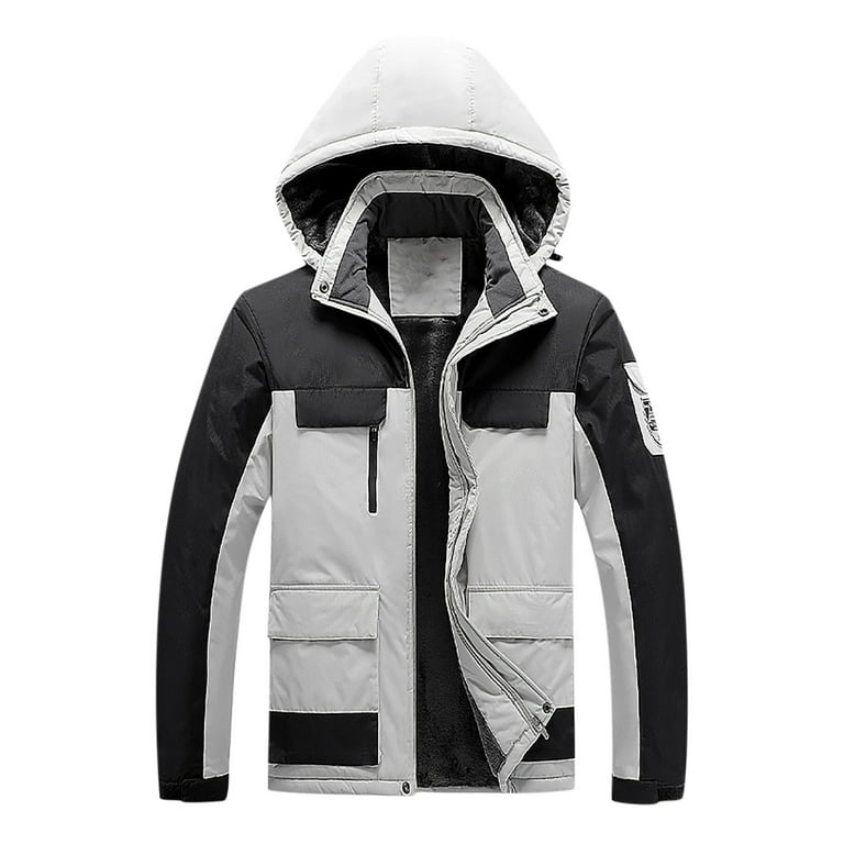 Tarmeek Waterproof Ski Jacket for Men Warm Winter Outdoor Solid Color Insulated Snow Jackets Coats Hooded Zipper Pockets Rain Jackets Warm Thick