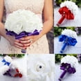 thumbnail image 1 of Tarmeek Wedding Bouquet Artificial Fake Flowers, Silver Bouquet for Bride Bridesmaid Crystal Diamond Soft Ribbons, Artificial Rose Bridal Holding Flowers for Party Church, 1 of 6