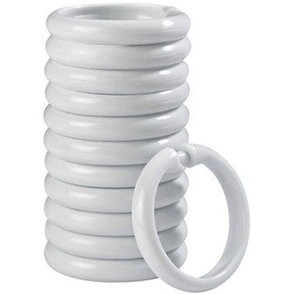 Tarmeek White O-Type Shower Curtain Hooks, 12pcs Plastic Shower Curtain Rings, Round O Rings Hook Hanger for Bathroom Shower Curtain Liner Window Rod