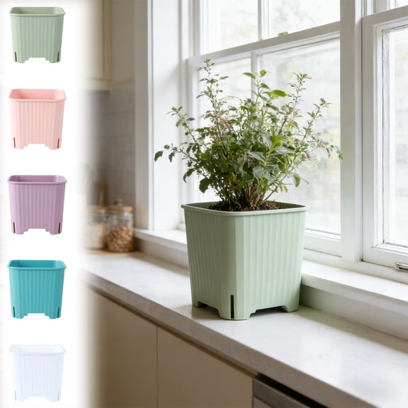 Tarmeek White Plant Container - Multi-Hole Breathable Mini Square Planter for Indoor Outdoor Home Garden, Decorative Material with Various Design for Succulents and Small Plants