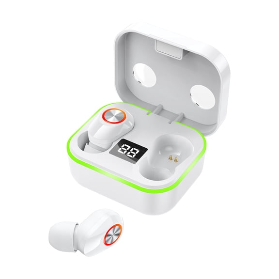 Tarmeek Wireless Earbuds Bluetooth 5.0 in Ear Light-Weight Headphones Built-in Microphone, IPX5 Waterproof, Immersive Sound Long Distance Connection Headset with Charging Case