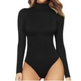 thumbnail image 1 of Tarmeek Women's Mock Turtle Neck Long Sleeve Bodysuit Shapewear for Women Tummy Control Leotard Soft Slim Fit Stretchy Layer Top Classic Jumpsuit, 1 of 7