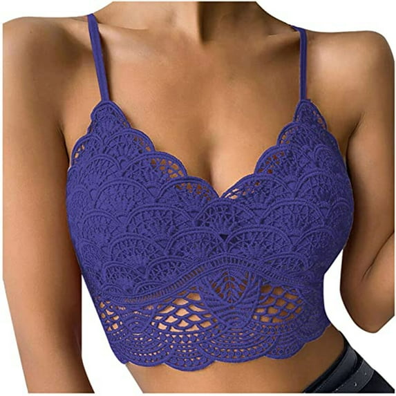 Tarmeek Women's Plus Size Lingerie Sexy Floral Lace Scalloped Trim Wireless Bra Adjustable Strap V Neck Everyday Bralette