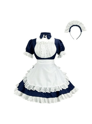 Musuos Ladies Sexy Lingerie Maid Outfit, Lace Splicing Backless Camisole +  Short Skirt + T-back Housemaid Cosplay Uniform Apron Dress