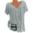 thumbnail image 1 of Tarmeek Women's Plus Size Tunic Tops Summer Short Sleeve V Neck Blouses Ruffle Flowy Button Up T Shirts, 1 of 1