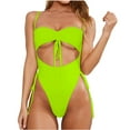 thumbnail image 1 of Tarmeek Women's High Cut Brazilian Bathing Suit One Shoulder Ribbed Bikini Colorblock Cutout One-Piece Thong Swimsuit Swimwear, 1 of 9