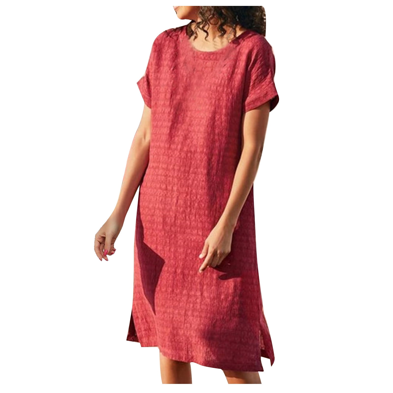 Tarmeek Women's Summer Plus Size Dress Casual Sleeveless Cotton Sun ...