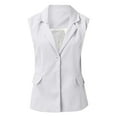 thumbnail image 1 of Tarmeek Womens Formal Vests Sleeveless Cardigan Vests with Side Pockets Ruffle Trim Draped Lightweight Lapel Open Front Vest Fall Clothes, 1 of 4