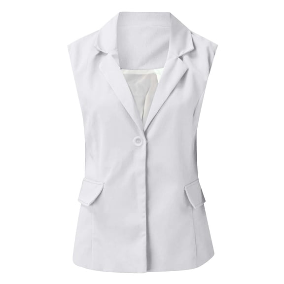 Tarmeek Womens Formal Vests Sleeveless Cardigan Vests with Side Pockets Ruffle Trim Draped Lightweight Lapel Open Front Vest Fall Clothes