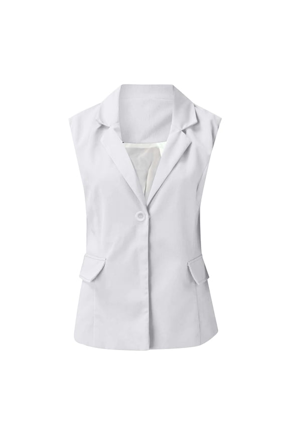 Womens Formal Vests Sleeveless Cardigan Vests with Side Pockets Ruffle Trim Draped Lightweight Lapel Open Front Vest Fall Clothes