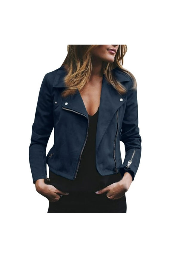 Womens Tops,Crop Shacket Jacket for Women,Fall Faux Leather Jacket for Women,Long Sleeve Zipper Fit Sweatshirt Coat Short Jacket Outerwear,Cardigan for Women,Fall Winter Clothes for Women