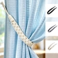 thumbnail image 1 of Tarmeek Woven Curtain Tiebacks Set of 2, Durable Cotton Linen Material, No Drill Decorative Holdbacks, Light Blocking Curtain Accessories for Bedroom Living Room, Grey, 1 of 6