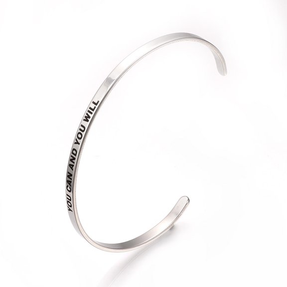 Tarnish Resistant 201 Stainless Steel Cuff Bangles Stainless Steel color 2-1/2 inch(6.4cm)~2-3/4 inch(7cm)