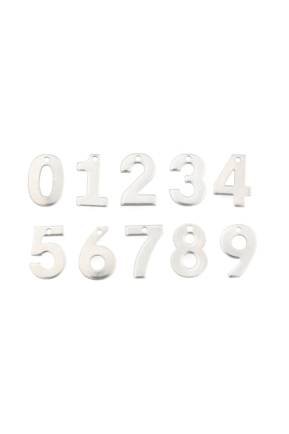 Resistant 201 Stainless Steel Number Charms Mixed 11x5.5~8x0.5mm Hole: 1mm