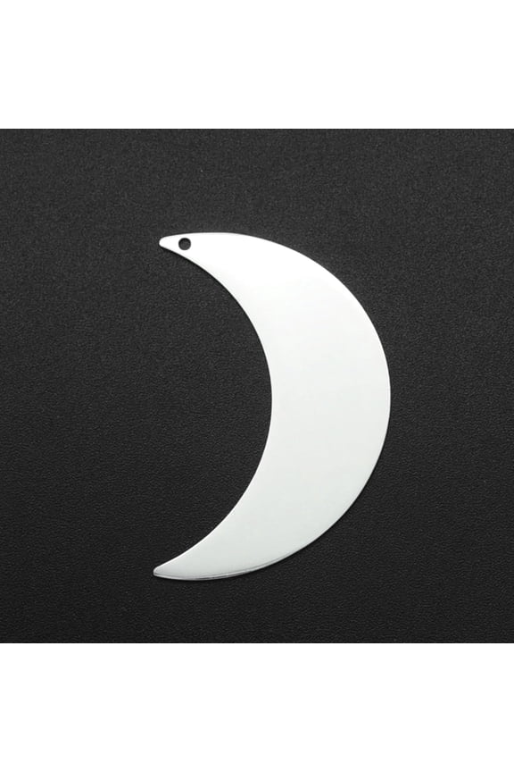 Tarnish Resistant 201 Stainless Steel Pendants Laser Cut Moon Stainless Steel Color 44x29x1mm Hole: 1.6mm