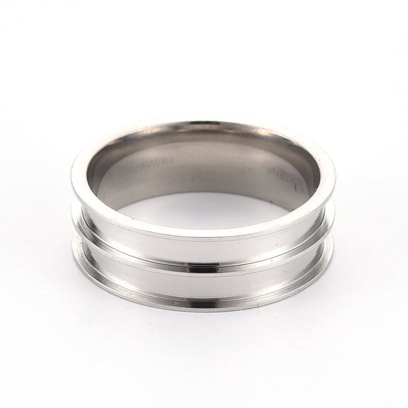 Resistant 201 Stainless Steel Ring Core Blank for Inlay Jewelry Making Double Channel Beveled Edge Ring Stainless Steel Color Size 12 Inner Diameter: 22mm