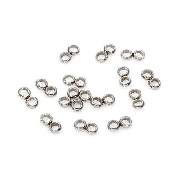 Tarnish Resistant 201 Stainless Steel Spacer Bars Double Ring Stainless Steel Color 6x3x1mm Hole: 1.8mm