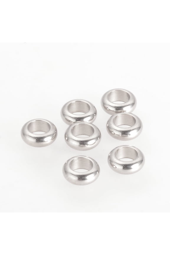 Resistant 201 Stainless Steel Spacer Beads Ring Stainless Steel Color 3.5x1.5mm Hole: 2mm