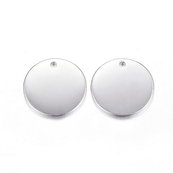 Tarnish Resistant 201 Stainless Steel Stamping Blank Tag Pendants Polishing Flat Round Stainless Steel color 13x1mm Hole: 1mm