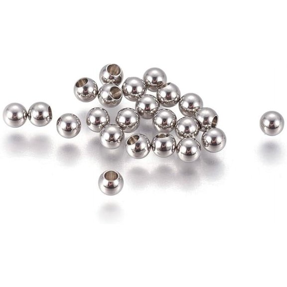 Tarnish Resistant 202 Stainless Steel Cord End Caps Memory Wire End Caps Round Stainless Steel color 3x2mm Hole: 1.5mm