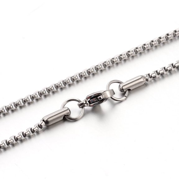Resistant 304 Stainless Steel Box Chain Necklaces Stainless Steel Color 19.7 inch(50cm) 2mm